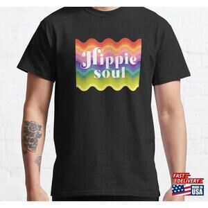 Hippie Soul Modern Typography Print With Super Bright Wavy Classic Tshirt